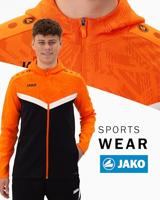JAKO 6824 Jas Met Kap Iconic - Zwart/Fluo Oranje - S - thumbnail