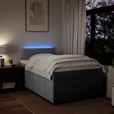Boxspring met matras stof lichtgrijs 140x190 cm