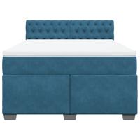 Boxspring met matras fluweel blauw 140x190 cm - thumbnail