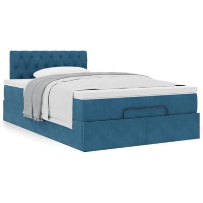 Ottoman bed met matras 120x200cm fluweel donkerblauw