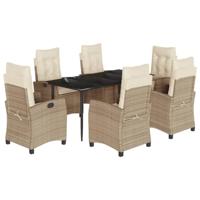 7-delige Tuinset met kussens poly rattan beige - thumbnail