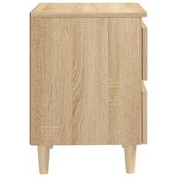 Nachtkastjes 2 st met houten poten 40x35x50cm sonoma eikenkleur - thumbnail
