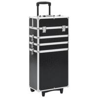 VidaXL Make-up trolley aluminium zwart met krokodillenpatroon - thumbnail