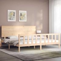 Bedframe met hoofdbord massief hout - thumbnail