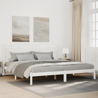Bedframe extra lang zonder matras massief hout wit 200x210 cm