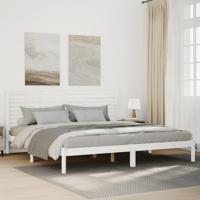 Bedframe extra lang zonder matras massief hout wit 200x210 cm - thumbnail