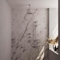 Brauer Chrome Carving Thermostatische Regendoucheset Inbouw - Hoofddouche 20 cm - Handdouche Staaf - Doucheslang - Geintegreerde Glijstang - Chroom - thumbnail