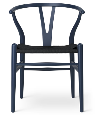 Carl Hansen & Søn CH24 Wishbone Stoel - Colours Steel Blue met zwarte zitting
