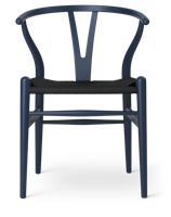 Carl Hansen & Søn CH24 Wishbone Stoel - Colours Steel Blue met zwarte zitting - thumbnail