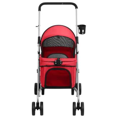 Hondenwagen inklapbaar 76x50x100 cm oxford stof rood - thumbnail