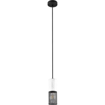 LED Hanglamp - Hangverlichting - Trion Josh - E27 Fitting - 1-lichts - Rond - Zwart Wit - Metaal