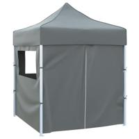 Partytent met 4 zijwanden inklapbaar 2x2 m staal antraciet - thumbnail