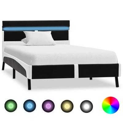Bedframe met LED kunstleer zwart 90x200 cm Bedframe met LED kunstleer zwart 90x200 cm