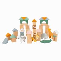 Dieren houten bouwstenen - 50-delige set - thumbnail