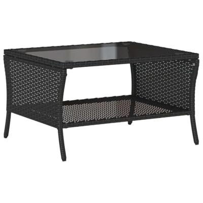 6-delige Loungeset met kussens poly rattan zwart