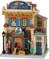 Lemax bailey & bella pet shop verlicht huisje Spooky Town 2022 - thumbnail