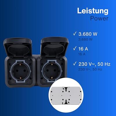 REV 0004090400 Wandcontactdoos dubbel Compleet AquaStorm Lichtgrijs, Zwart 1 stuk(s)