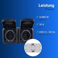 REV 0004090400 Wandcontactdoos dubbel Compleet AquaStorm Lichtgrijs, Zwart 1 stuk(s) - thumbnail