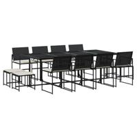 13-delige Tuinset met kussens poly rattan zwart - thumbnail