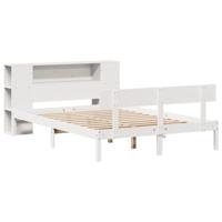 Bed met boekenkast zonder matras grenenhout wit 135x190 cm - thumbnail