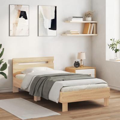 Bedframe met hoofdeinde bewerkt hout sonoma eiken 120x190 cm