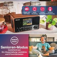 Albrecht DR 866 Radio DAB+, FM AUX, Bluetooth, DAB+, FM Voelbare toetsen, Spraakfunctie, Wekfunctie Walnoot - thumbnail