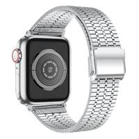 By Qubix - Metalen bandje - Zilver - Compatible met Apple watch 38mm / 40mm / 41mm / 42mm - Compatible Apple watch bandjes - thumbnail