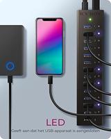 ICY BOX IB-AC6113 13-poorts USB 3.0 Hub met 12 V / 5 A voedingsadapter, aluminium behuizing en USB laadpoort zwart - thumbnail