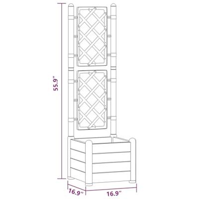 Plantenbak met latwerk 43x43x142 cm PP antracietkleurig