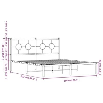 Bedframe met hoofdbord metaal wit 150x200 cm