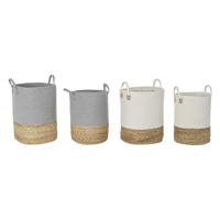 Basket spelset DKD Home Decor Wit Natuurlijk Lichtgrijs Natuurlijke Vezel (2 Onderdelen) (2 Stuks) - thumbnail