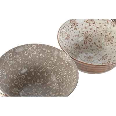 Kommenset Home ESPRIT Bruin Beige Porselein Blommor Shabby Chic 15 x 15 x 7 cm