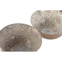 Kommenset Home ESPRIT Bruin Beige Porselein Blommor Shabby Chic 15 x 15 x 7 cm - thumbnail