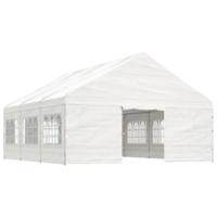 Prieel met dak 6,69x5,88x3,75 m polyetheen wit - thumbnail