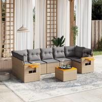 8-delige Loungeset met kussens poly rattan beige - thumbnail