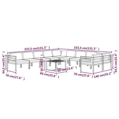 11-delige Loungeset met kussens aluminium antracietkleurig - thumbnail