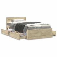 Bedframe met hoofdeinde bewerkt hout sonoma eiken 100x200 cm - thumbnail