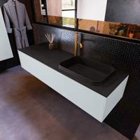 Badkamermeubelset Mondiaz Erin 150 cm met 1 Lade met RIDGE Wastafel Rechts Urban met 1 kraangat Greeploos Mat Clay - thumbnail