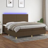 Boxspring met matras en LED stof donkerbruin 200x200 cm - thumbnail