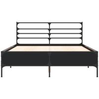 Bedframe bewerkt hout metaal zwart 140x200 cm - thumbnail