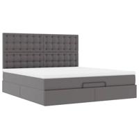 Ottoman bed met matras 160x200cm kunstleer grijs - thumbnail