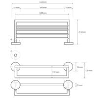 Dubbele Handdoekhouder Sapho X-Steel met Plankopslag 65 cm Geborsteld RVS - thumbnail