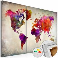 Afbeelding op kurk - Mosaic of Colours , Wereldkaart, Multikleur, 3luik - thumbnail