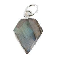 Edelsteen Hanger Labradoriet Diamantvorm - Verzilverd - 15 x 12 mm - thumbnail