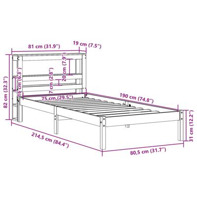 Bedframe zonder matras massief grenenhout 160x200 cm