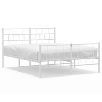 Bedframe met hoofd- en voeteneinde metaal wit 135x190 cm - thumbnail
