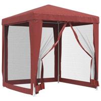 Partytent met 4 mesh zijwanden 2x2 m HDPE rood - thumbnail