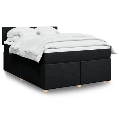 Boxspring met matras stof zwart 140x200 cm
