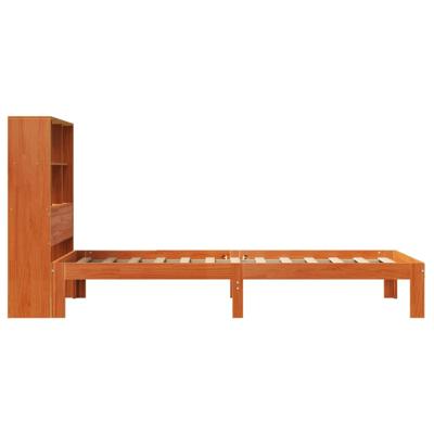 Bed met boekenkast zonder matras grenenhout wasbruin 100x200 cm
