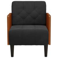 Fauteuil met armleuningen 55 cm fluweel zwart - thumbnail
